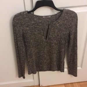 Charlotte Russe deep V gray sweater shirt size M
